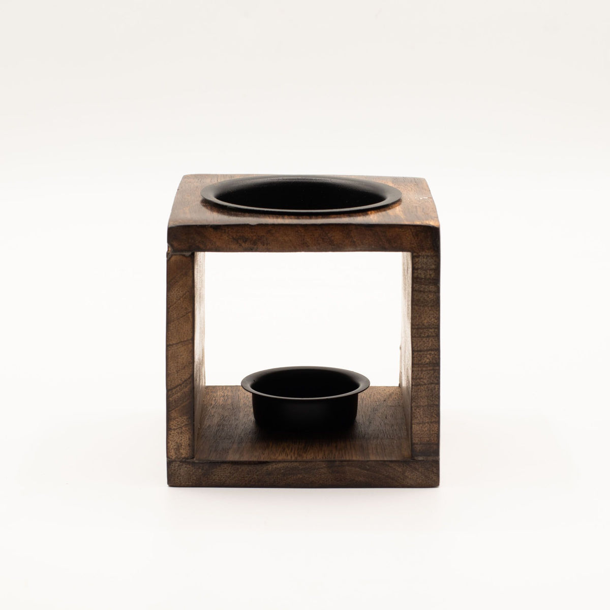 Square Mango Wood Oil Burner with Flower of Life