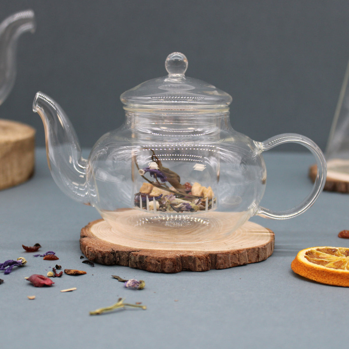 Round Pearl Glass Infuser Teapot – 400ml