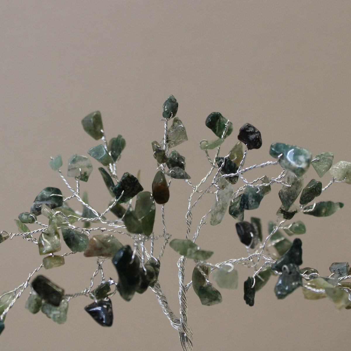 Moss Agate Gemstone Tree with Orgonite Base – 80 Stones