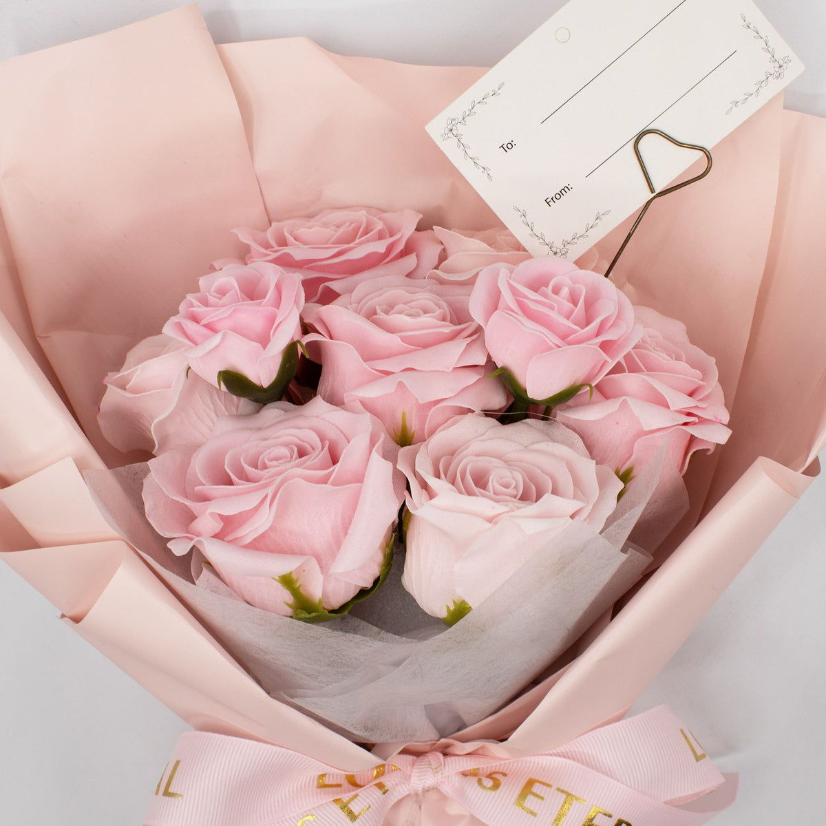 Large Pink Rose Soap Flower Bouquet Gift