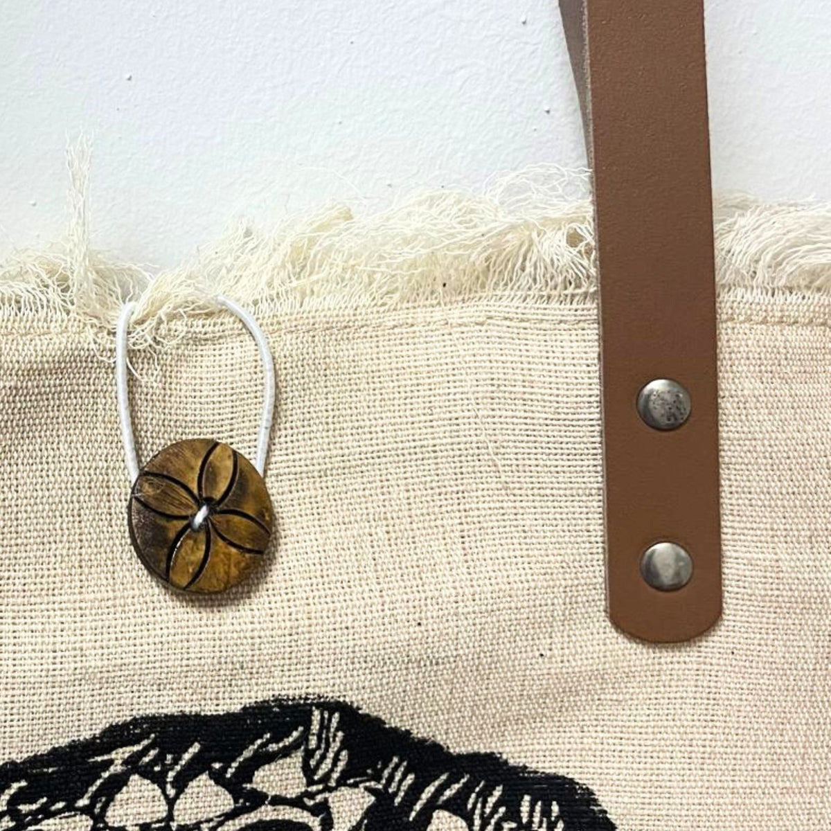 Flower of Life Tote Bag with Leather Handles