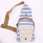 Natural Cotton Cross-Body Bag – Blue and White