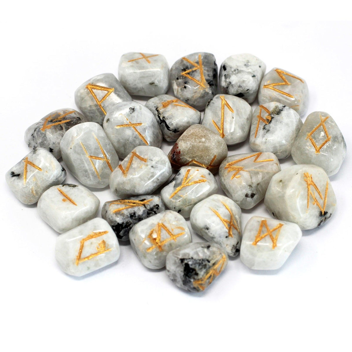 Rainbow Moonstone Rune Set with Pouch
