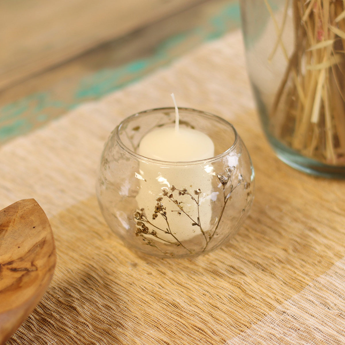 Margarita Floral Glass Bowl Candle Holder – 8 × 10cm