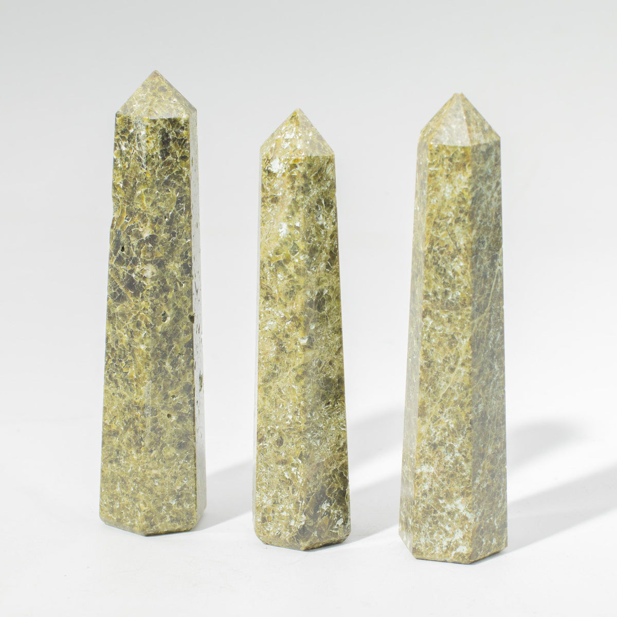 Epidote Six-Faced Gemstone Obelisk – Approx. 11cm