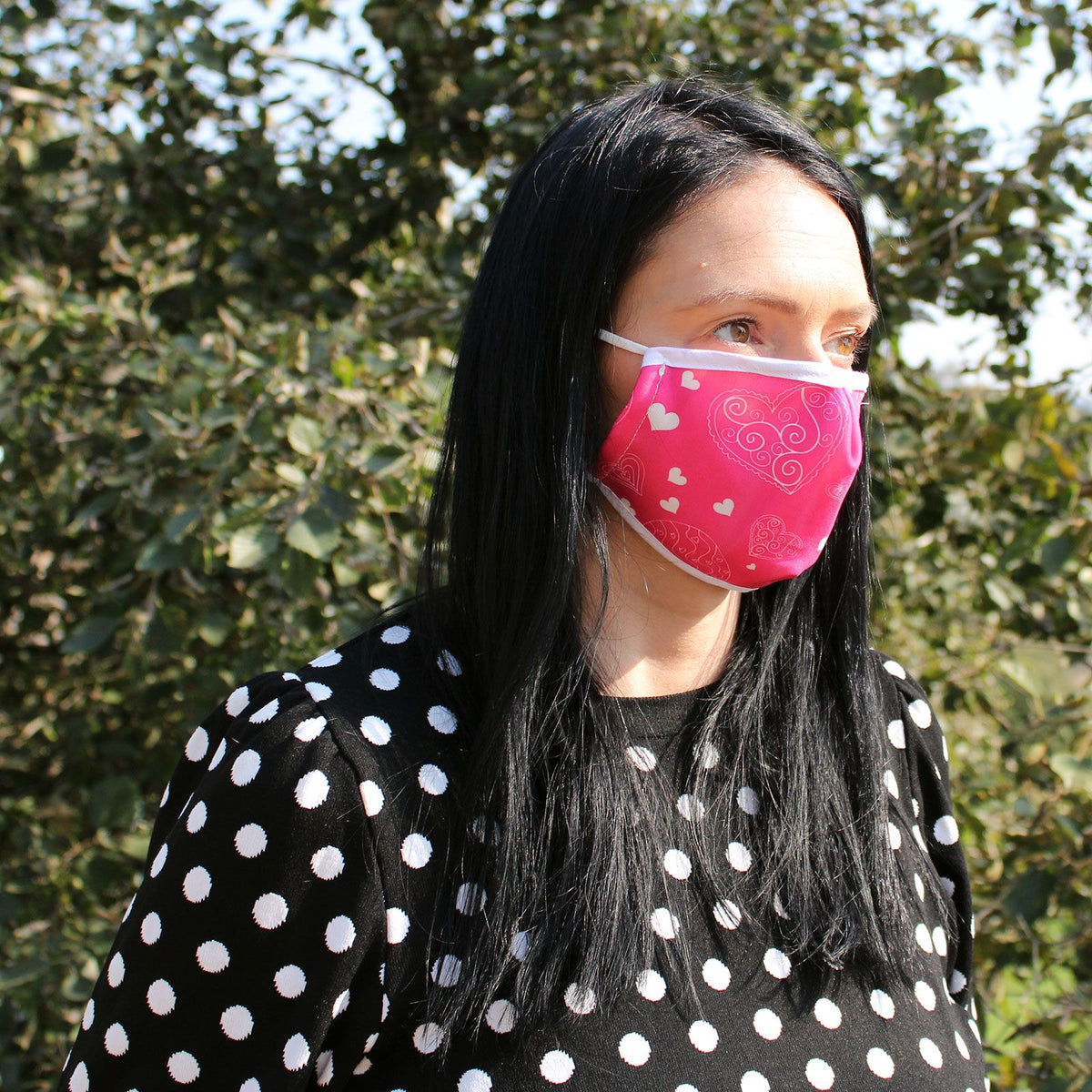 Pink Hearts Reusable Fashion Face Covering