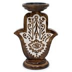 Large Mango Wood Hamsa Candle Stand – 25 x 18cm