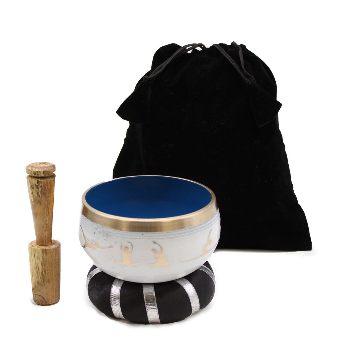 Yoga Moves Tibetan Singing Bowl Set – White and Blue