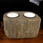 Double Petrified Wood Candle Holder