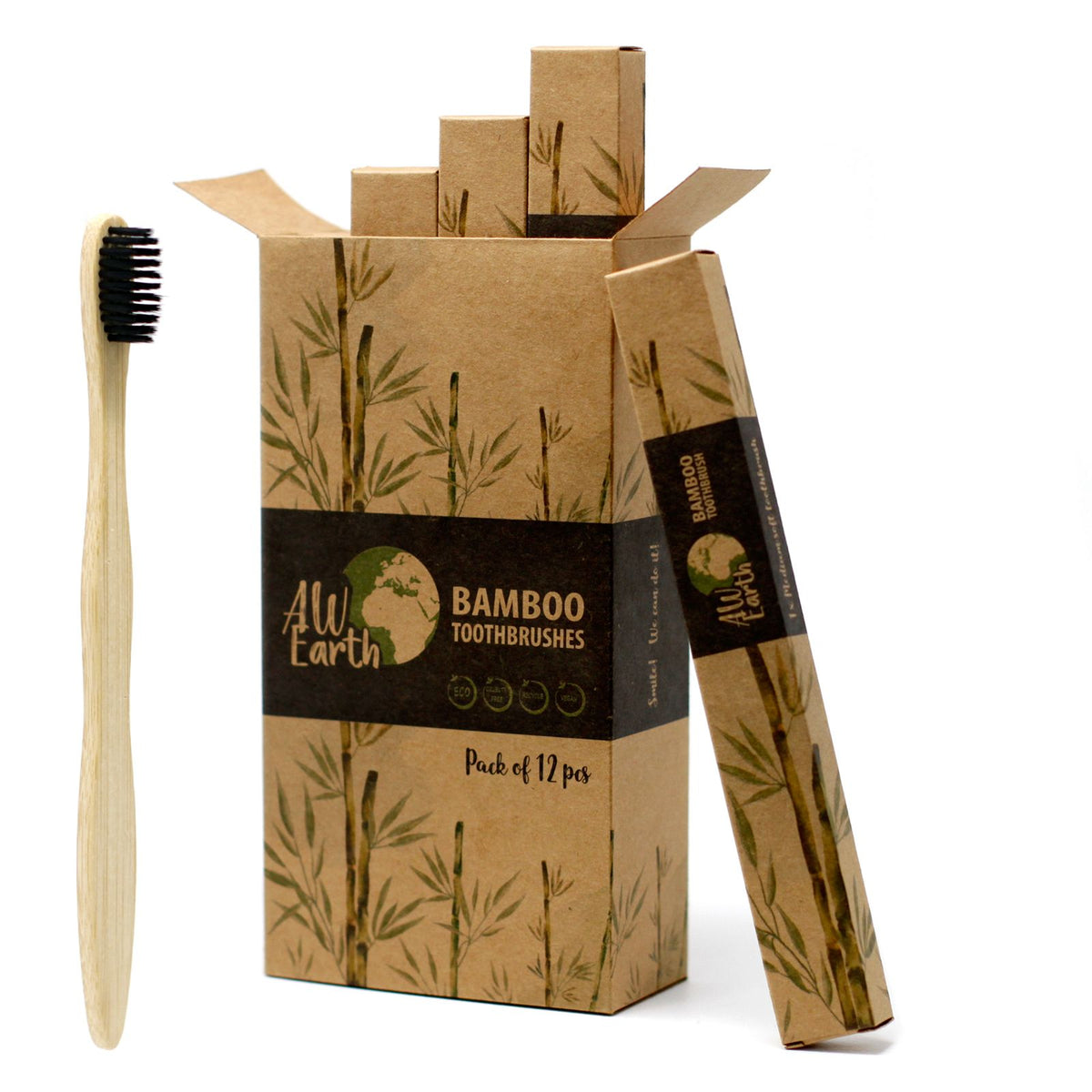 Bamboo Toothbrush with Charcoal Medium-Soft Bristles
