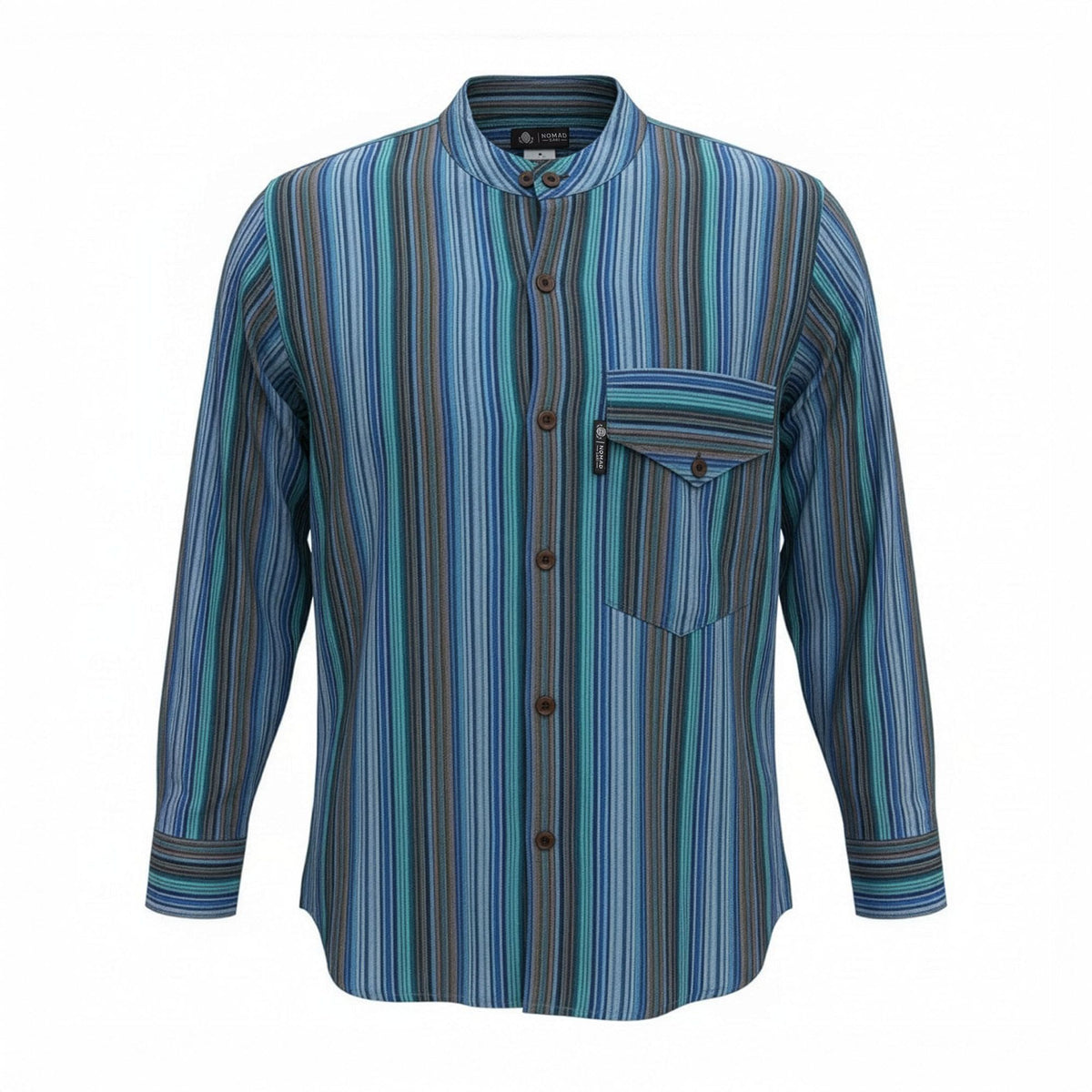 Turquoise Sari Grandad Shirt – Large